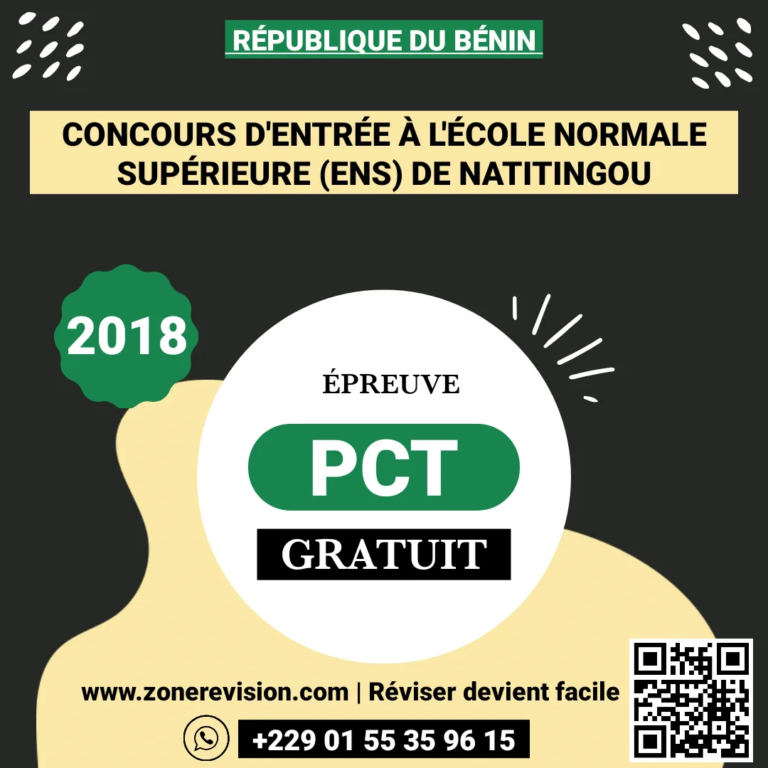 Aperçu de Concours d'entrée à ENS 2018 PCT (Sans corrigé)