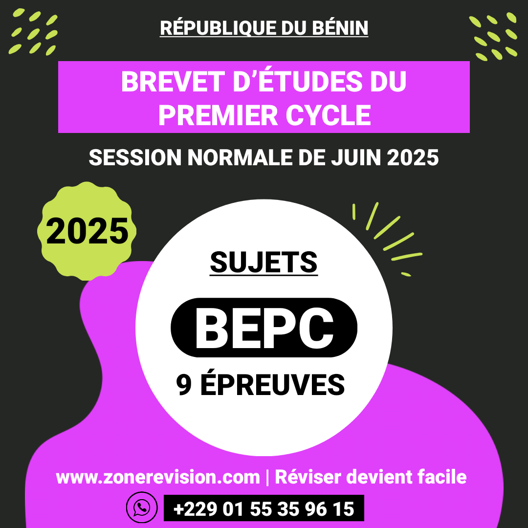 Aperçu de SUJETS DU BEPC 2025 (SANS CORRIGÉS), SESSION NORMALE, JUIN 2025