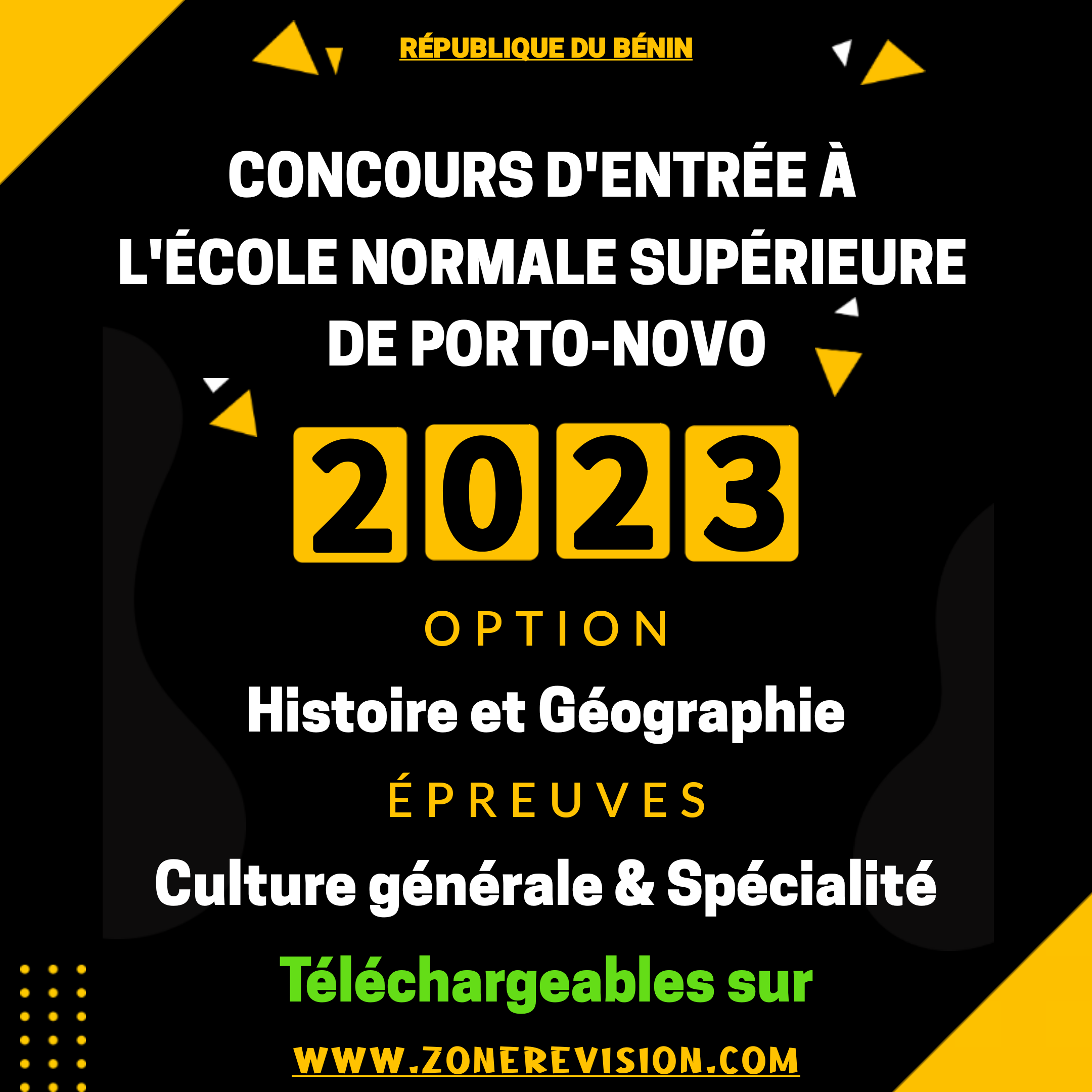 Aperçu de Concours d'entrée à l'ENS-PN 2023  Option : Histoire & Géographie