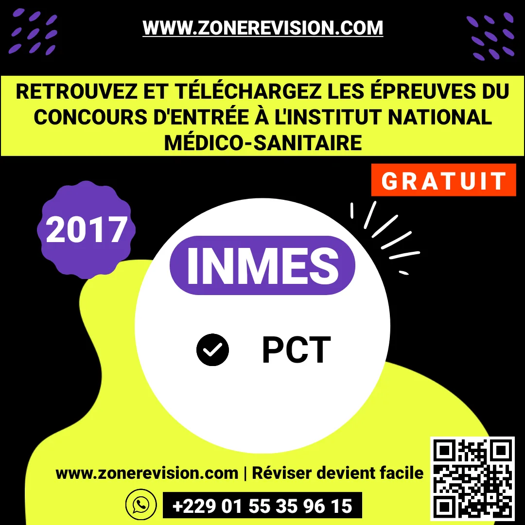 Aperçu de Concours d'entrée à INMES 2017 PCT