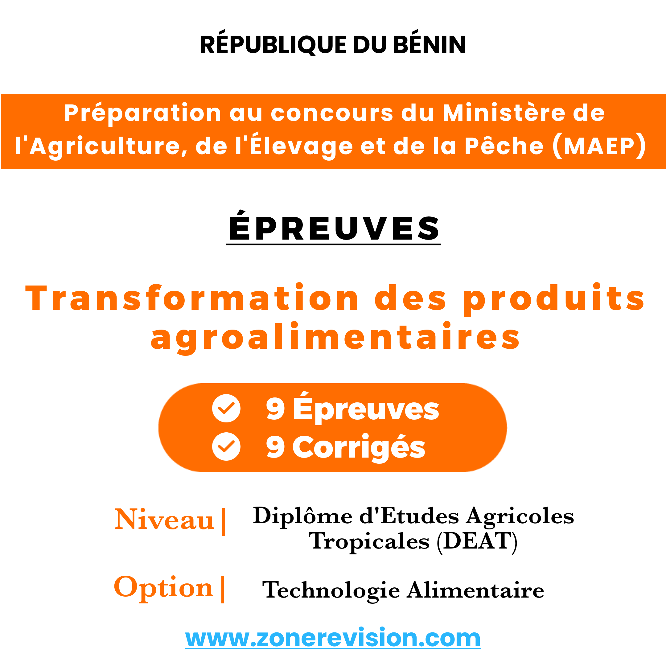 Aperçu de Préparation au concours du MAEP  Épreuves : Transformation des produits agroalimentaires