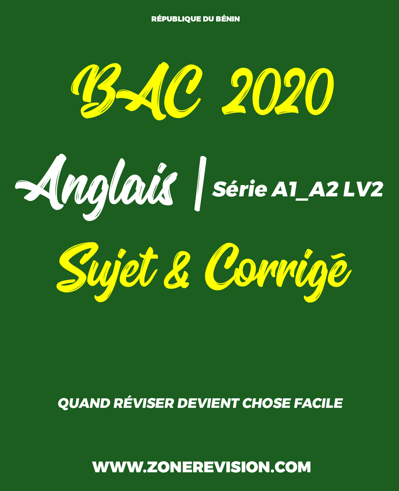 Aperçu de ANGLAIS BAC A1_A2 LV2 2020 | SUJET + CORRIGÉ
