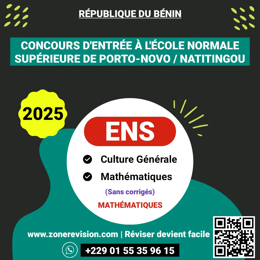 Aperçu de Concours d'entrée ENS 2025 • Culture Générale et Maths (Sans corrigés types) • Option : Mathématiques