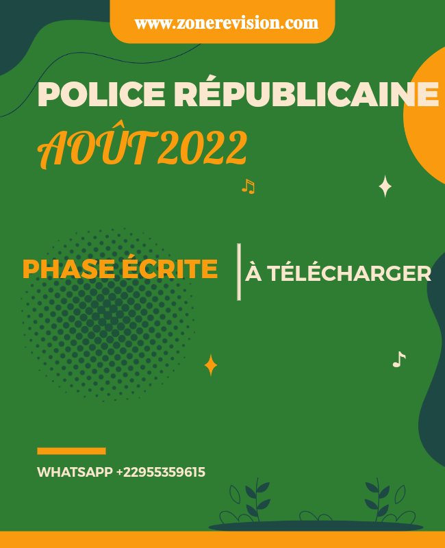Aperçu de PHASE ÉCRITE DU CONCOURS DE RECRUTEMENT DE LA POLICE RÉPUBLICAINE BÉNINOISE