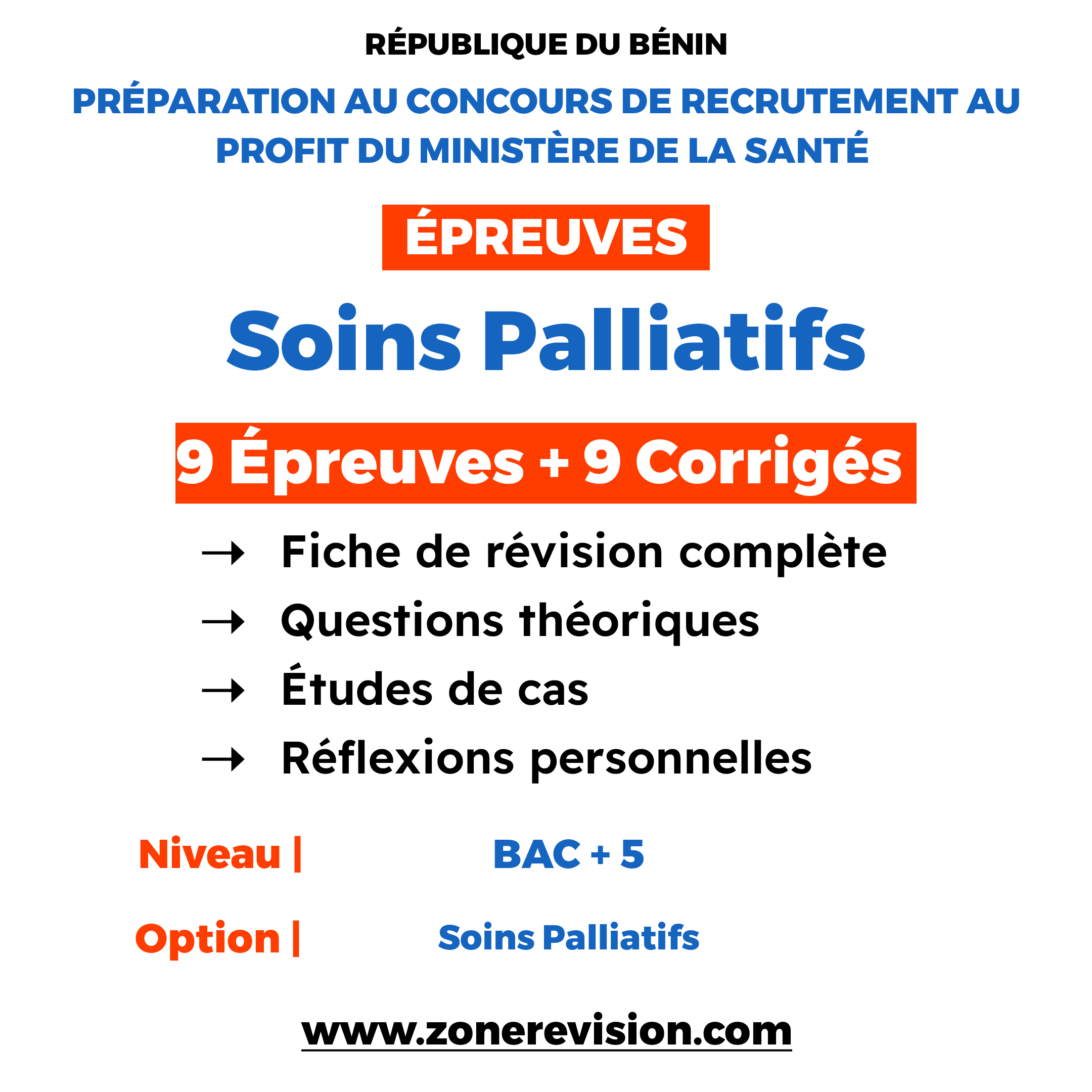 Aperçu de 9 Épreuves + 9 corrigés de Soins Palliatifs  Bac + 5  Option : Soins Palliatifs