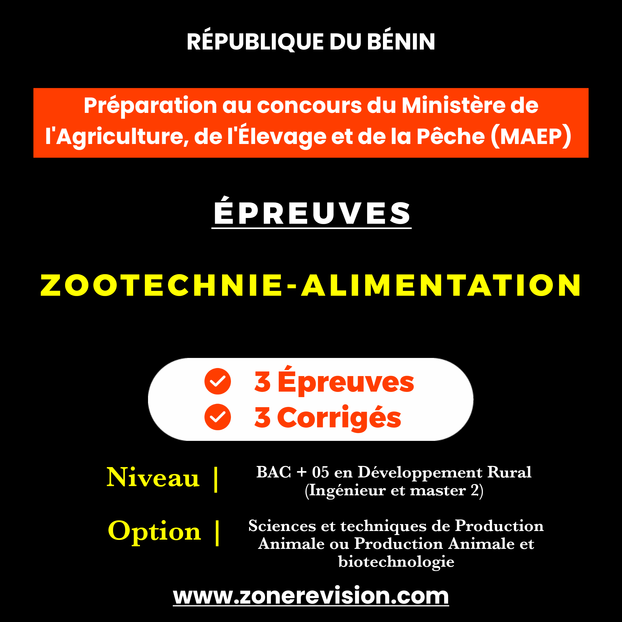 Aperçu de Préparation au concours du MAEP | Épreuves  : Zootechnie-Alimentation