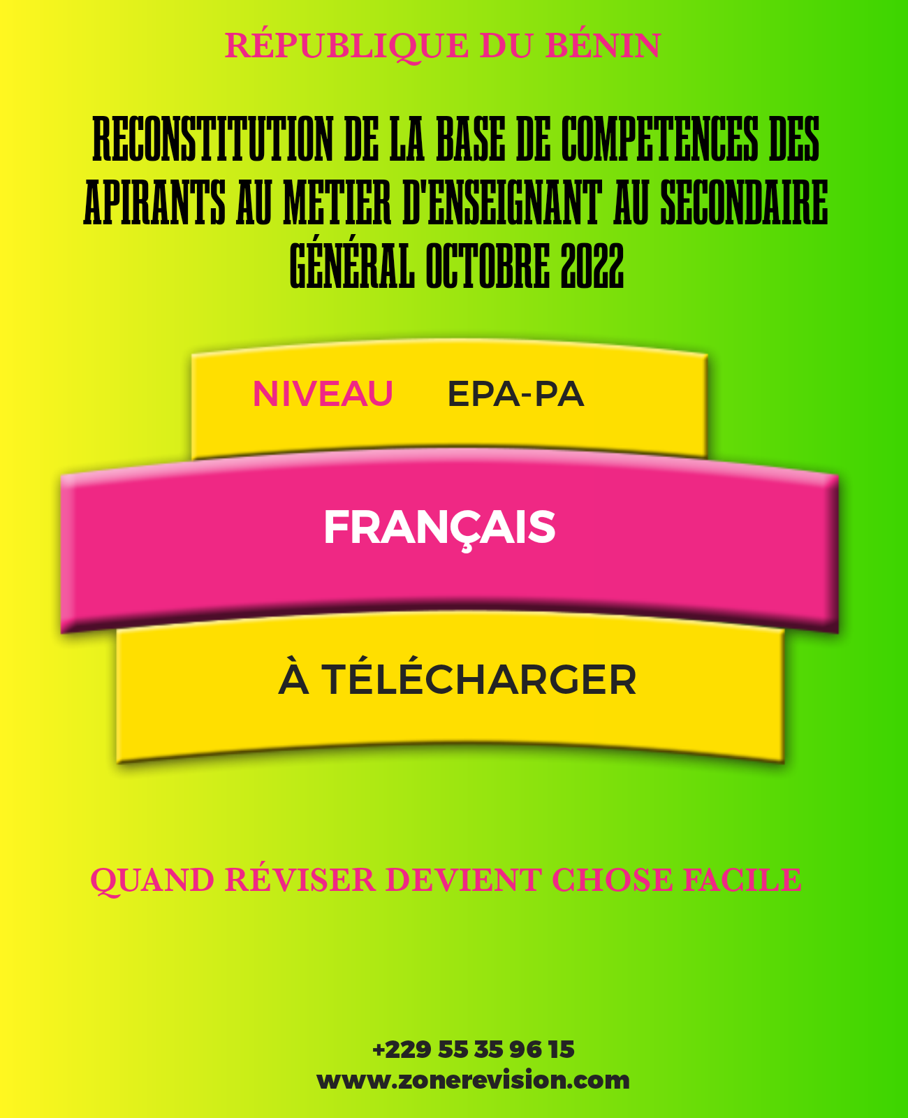 Aperçu de TEST DES APIRANTS AU METIER D'ENSEIGNANT AU SECONDAIRE OCT. 2022 | FRANÇAIS