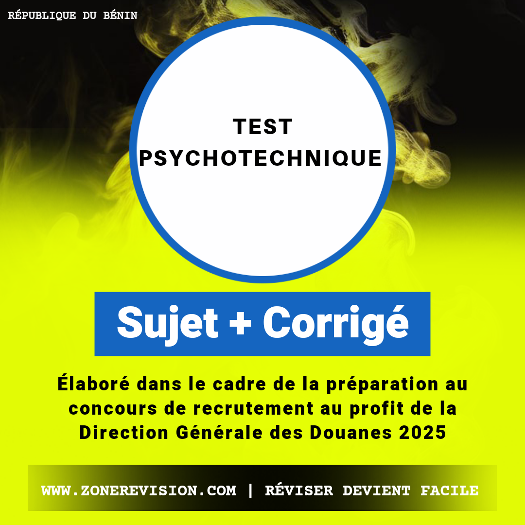 Aperçu de Test Psychotechnique • Sujet + Corrigé • Préparation au concours des douanes