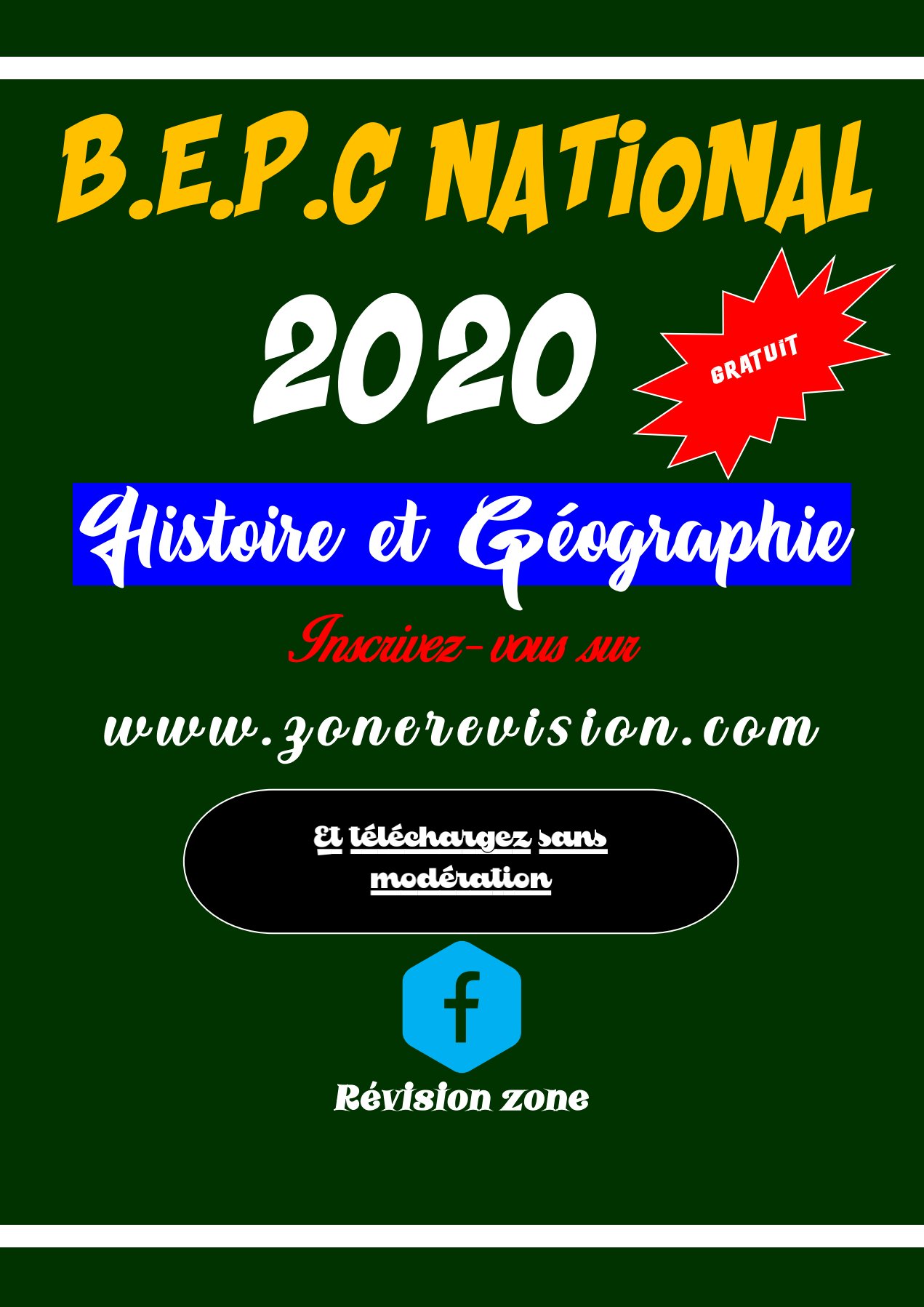 Aperçu de BEPC NATIONAL 2020 HISTOIRE ET GÉOGRAPHIE