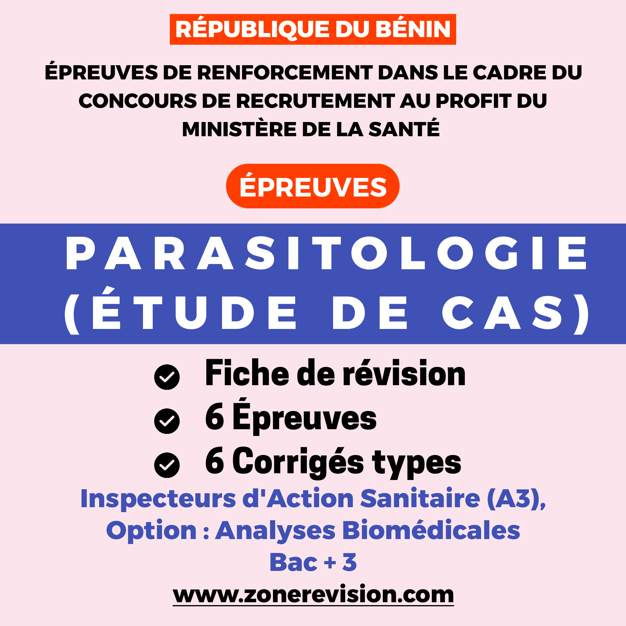 Aperçu de Parasitologie (étude de cas)  Inspecteurs d'Action Sanitaire (A3), Analyses Biomédicales Bac+3
