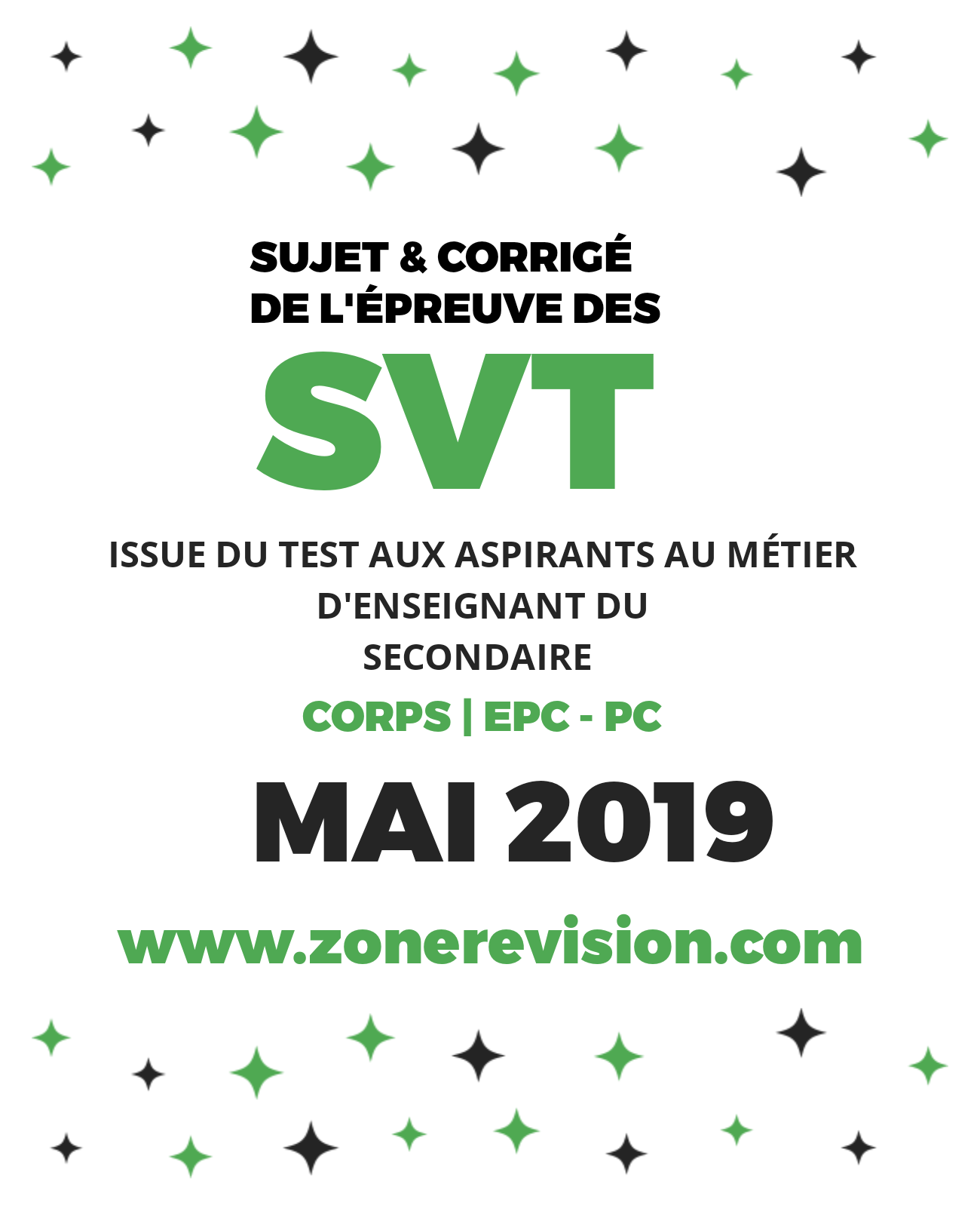 Aperçu de SUJET & CORRIGÉ DE L'ÉPREUVE DES SVT AME MAI 2019  |  CORPS| EPC-PC