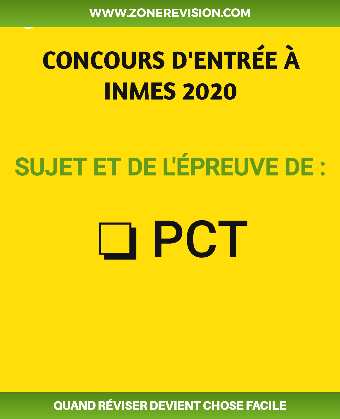 Aperçu de CONCOURS D'ENTRÉE INMES 2020 PCT