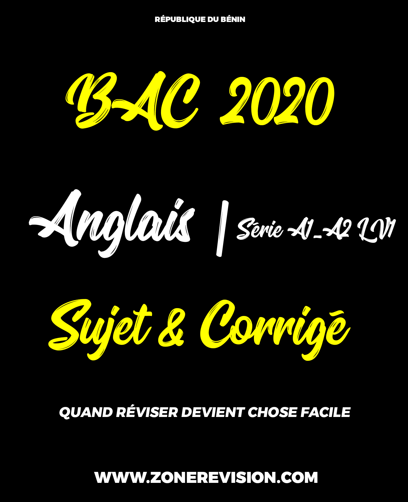 Aperçu de ANGLAIS BAC A1_A2 LV1 2020 | SUJET + CORRIGÉ